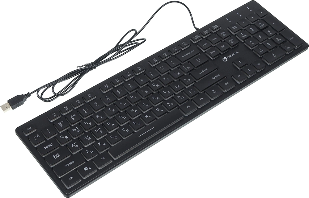 Клавиатура Oklick 550ML черный USB slim Multimedia LED [1061617]