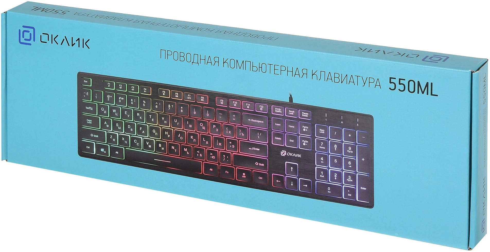 Клавиатура Oklick 550ML черный USB slim Multimedia LED [1061617]
