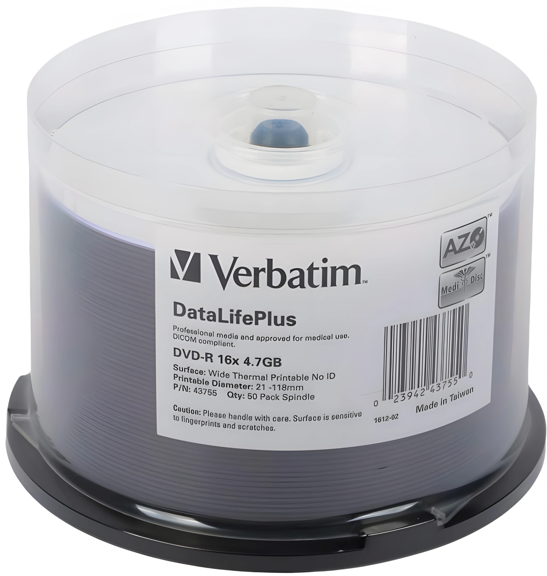 Verbatim Диски DVD-R 4.7Gb 16-х, Cake Box 50шт. Printable (43755) Verbatim Диски DVD-R 4.7Gb 16-х, Cake Box 50шт. Printable (43755)