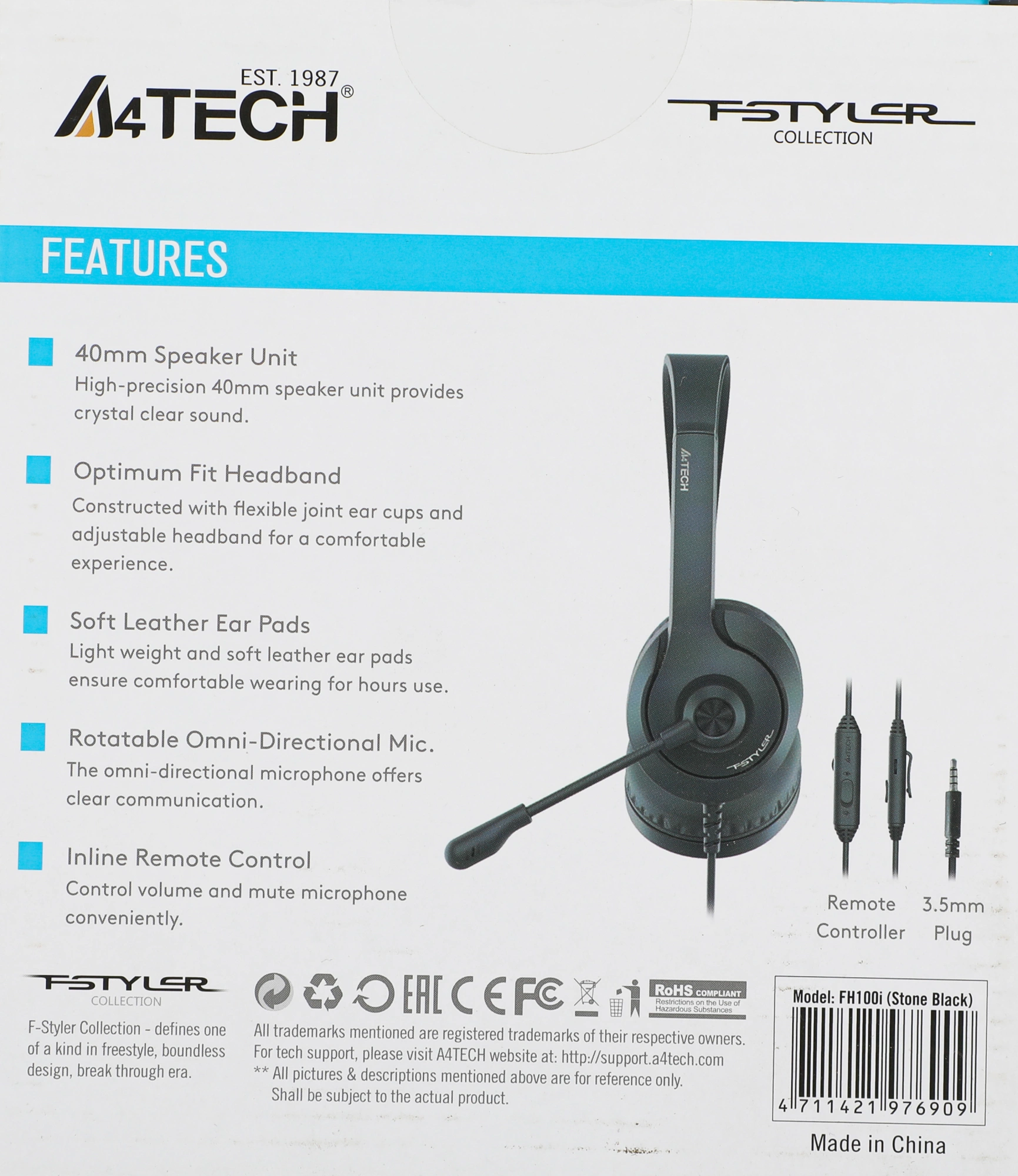 A4TECH FH100I (STONE BLACK)