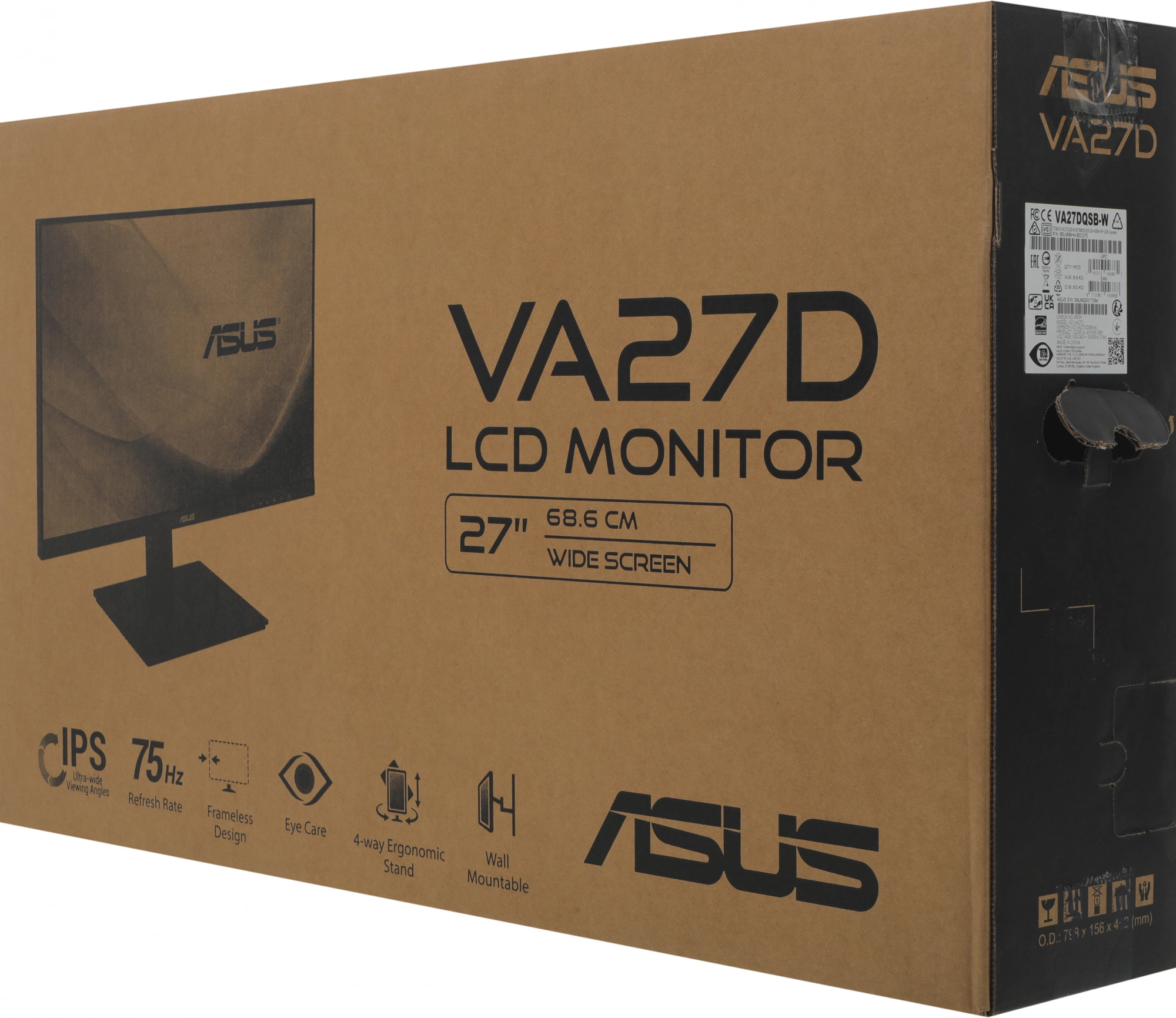 ASUS LCD 27" VA27DQSB-W белый и белый/голубой {IPS 1920x1080 75Hz 250cd 178/178 D-Sub HDMI DisplayPort} [90LM06H4-B02370]