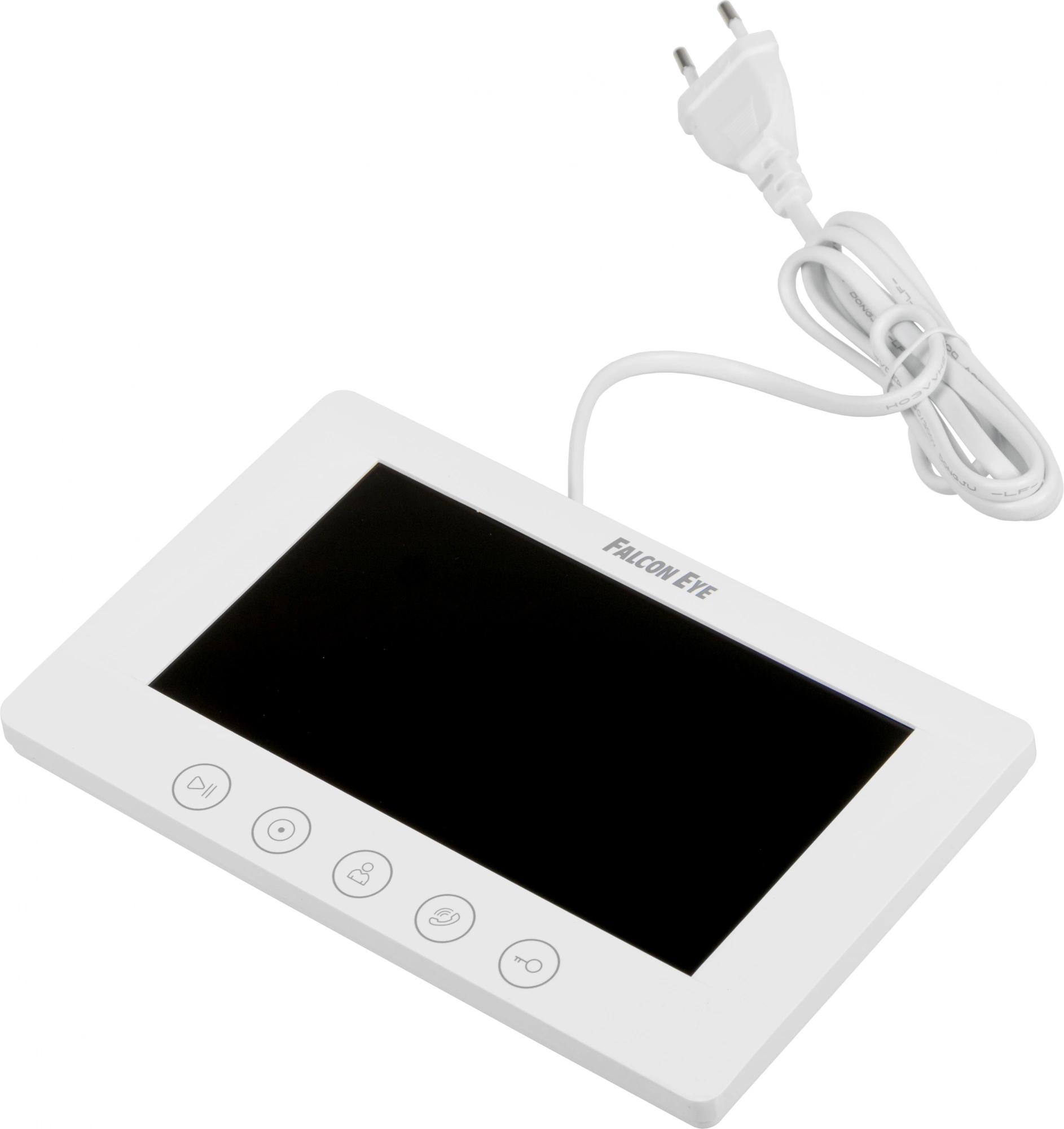 Falcon Eye Cosmo Видеодомофон: дисплей 7" TFT; механические кнопки; подключение до 2-х вызывных панелей ; OSD меню; интерком до 4 мониторов; питание AC 220В (встроенный БП)