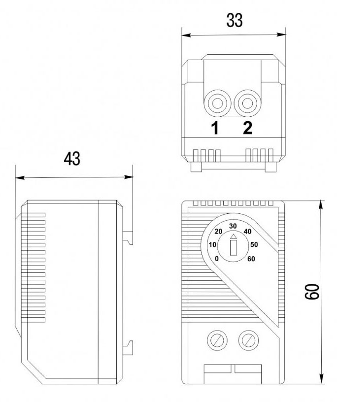 Hyperline KL-TRS-OP-060 Термостат нормально-разомкнутый 0-60°C, аналог KTS 011