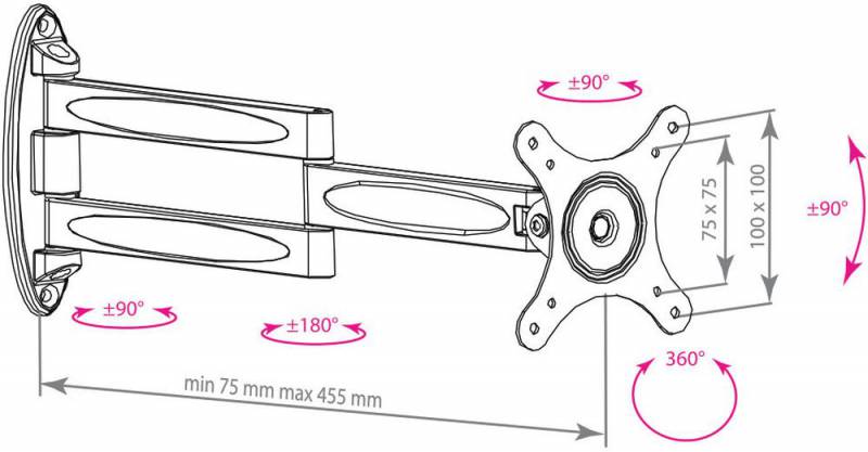 Kromax TECHNO-11 белый 10"-32" макс.15кг настенный поворот и наклон