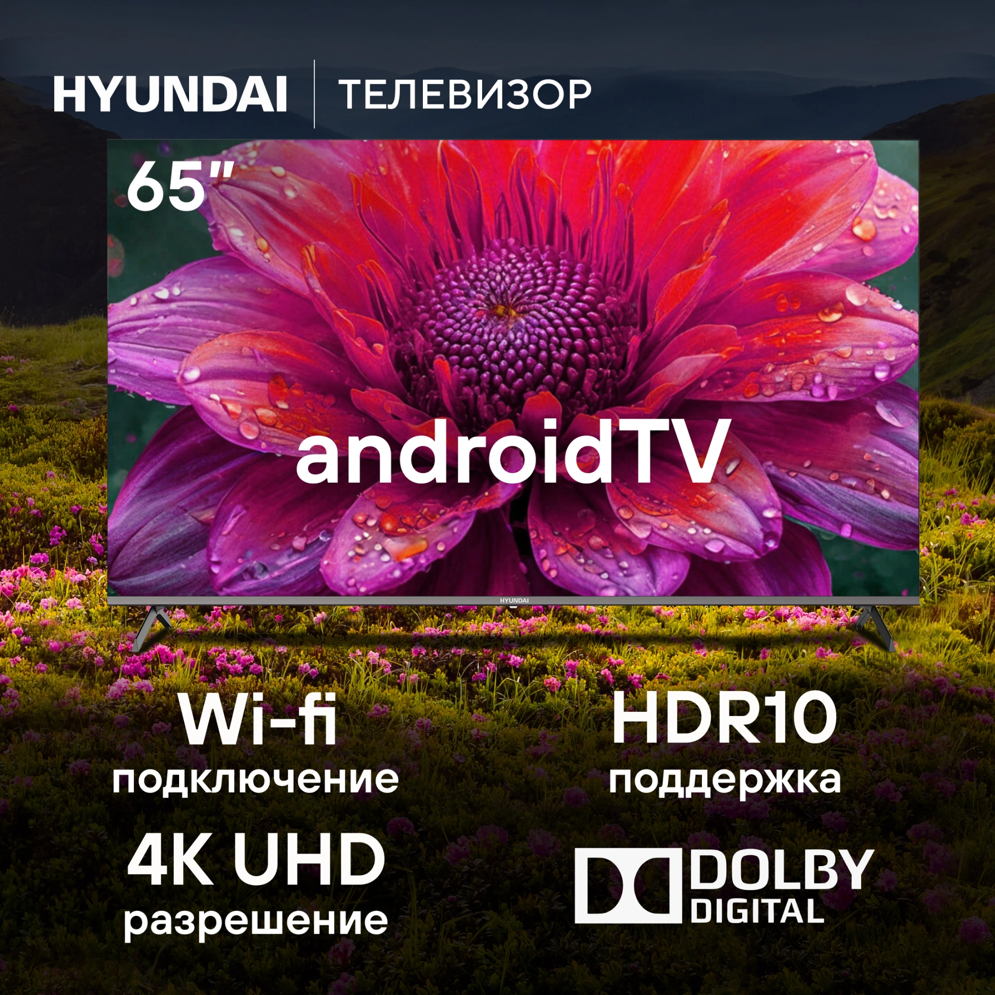 Hyundai 65" H-LED65BU7006 Android TV Frameless Metal черный/серебристый {Ultra HD 60Hz DVB-T DVB-T2 DVB-C DVB-S DVB-S2 USB WiFi Smart TV} Hyundai 65" H-LED65BU7006 Android TV Frameless Metal черный/серебристый {Ultra HD 60Hz DVB-T DVB-T2 DVB-C DVB-S DVB-S2 USB WiFi Smart TV}