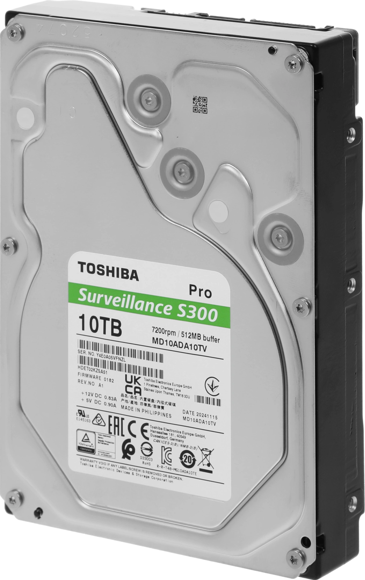 10TB Toshiba Surveillance S300 Pro (MD10ADA10TV) {SATA 6.0Gb/s, 7200 rpm, 512Mb buffer, 3.5" для видеонаблюдения} 10TB Toshiba Surveillance S300 Pro (MD10ADA10TV) {SATA 6.0Gb/s, 7200 rpm, 512Mb buffer, 3.5" для видеонаблюдения}