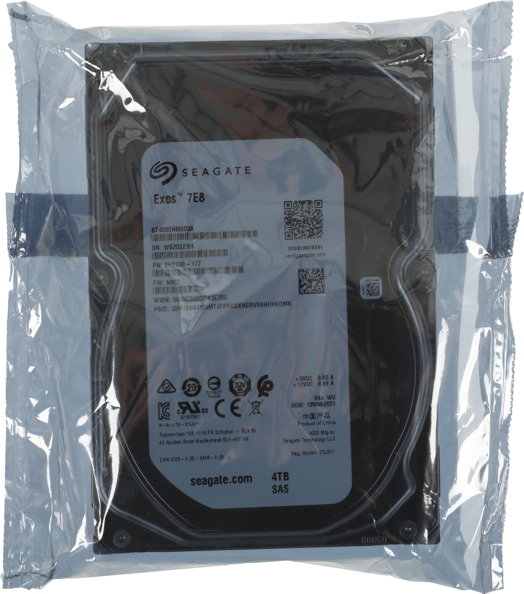 4TB Seagate HDD Server Exos 7E8 (ST4000NM003A) {SAS 12Gb/s, 7200 rpm, 256mb buffer, 3.5"}