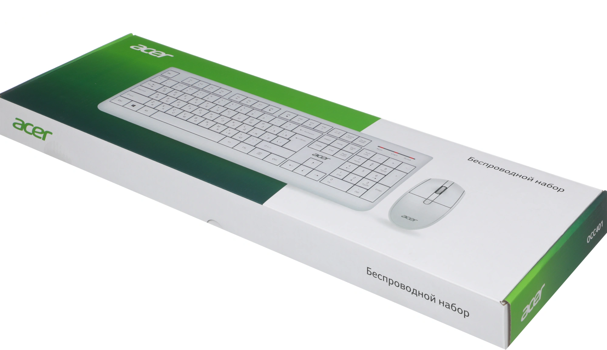 Acer OCC401 [ZL.ACCCC.017] Комплект (клавиатура + мышь) white (USB, 1600dpi, multimedia)беспроводной