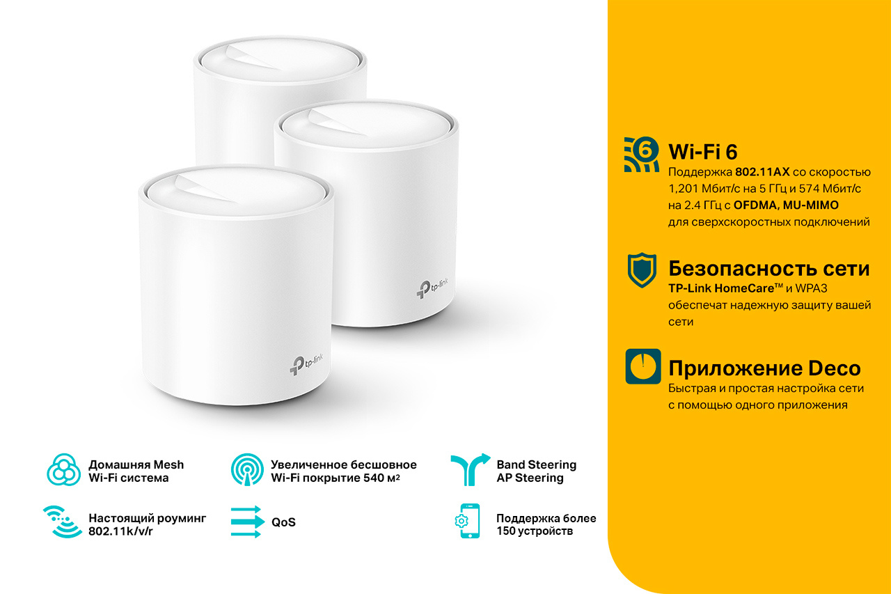 TP-Link Deco X20(3-pack) AX1800 Домашняя Mesh Wi-Fi система