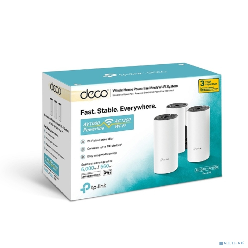 TP-Link Deco P9(3-pack) AC1200 + AV1000 Домашняя гибридная Mesh Wi-Fi система