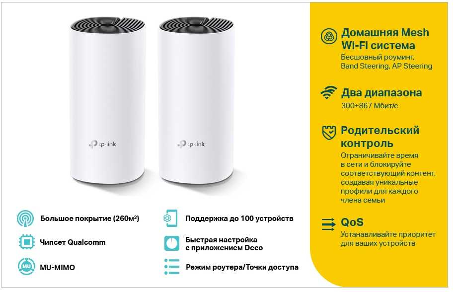 TP-Link Deco E4(2-pack) AC1200 Домашняя Mesh Wi-Fi система