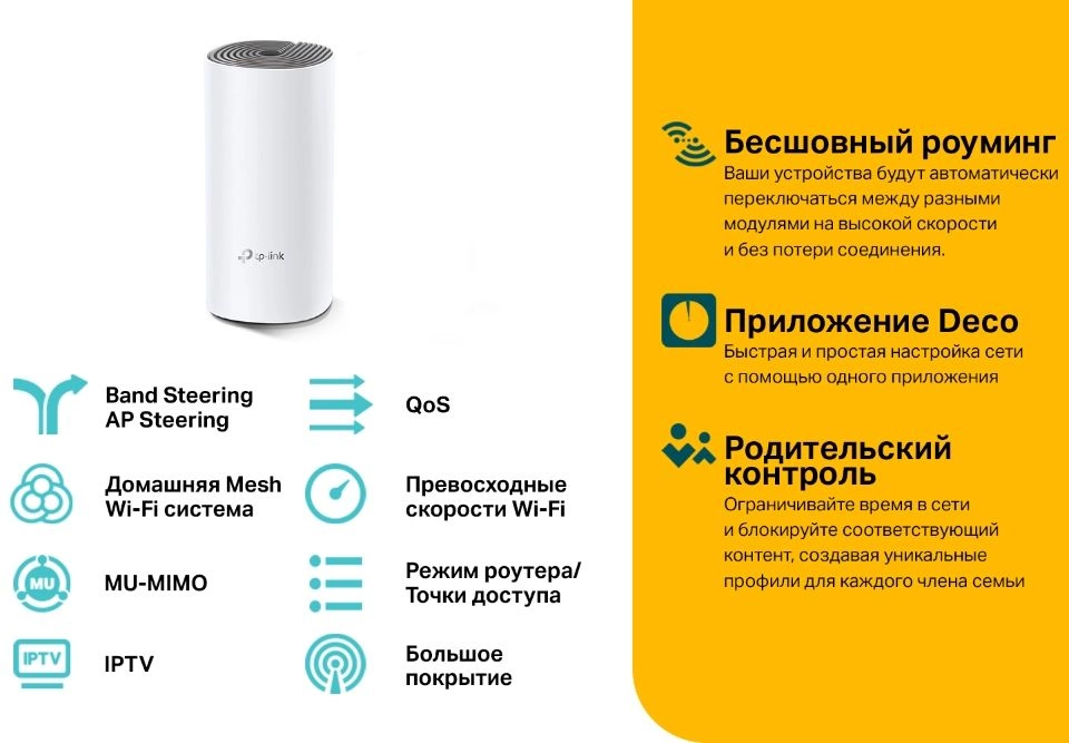 TP-Link Deco E4(1-pack) AC1200 Домашняя Mesh Wi-Fi система