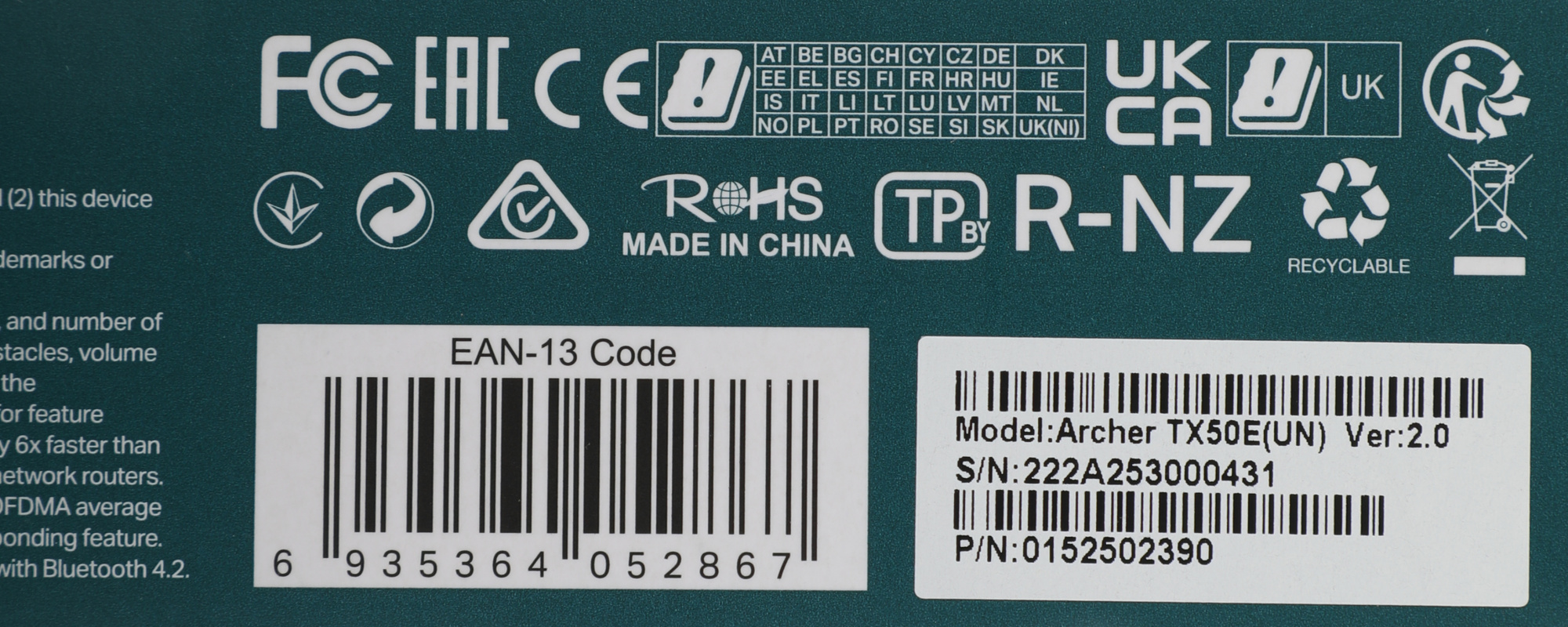TP-Link Archer TX50E AX3000 Wi-Fi 6 Bluetooth 5.0 адаптер PCI Express