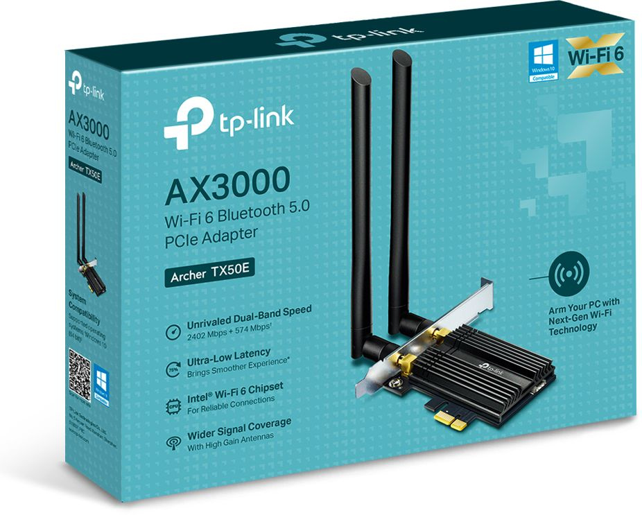 TP-Link Archer TX50E AX3000 Wi-Fi 6 Bluetooth 5.0 адаптер PCI Express