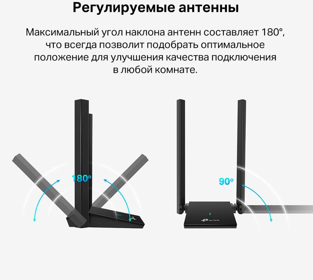 TP-Link Archer TX20U Plus Двухдиапазонный USB-адаптер высокого усиления с поддержкой Wi-Fi AX1800 и двумя антеннами