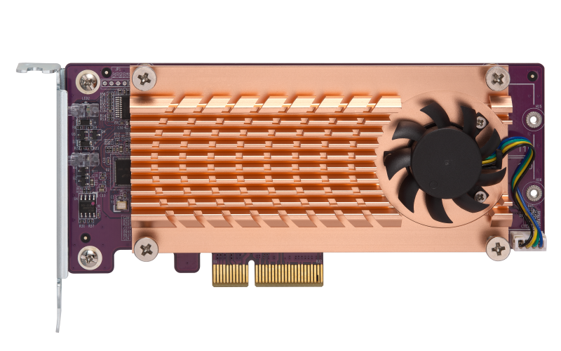Плата расширения/ QNAP QM2-2S-220A Dual M.2 22110/2280 SATA SSD expansion card (PCIe Gen2 x2), Low-profile bracket pre-loaded, Low-profile flat and Full-height are bundled (shorter version to support