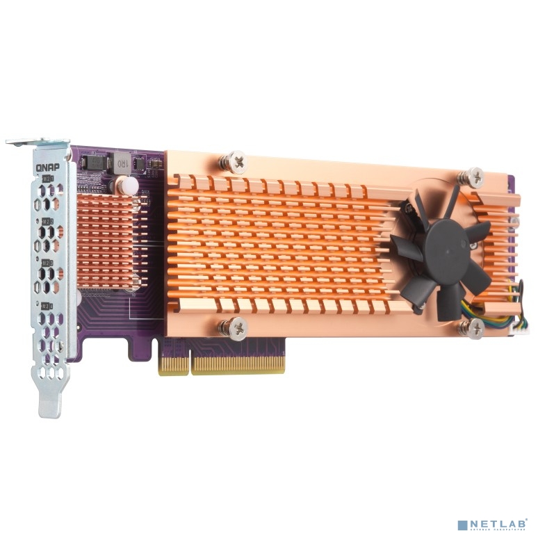 Плата расширения/ QNAP QM2-4P-384 Quad M.2 PCIe NVMe SSD expansion card; supports up to four M.2 2280 formfactor M.2 PCIe (Gen3 x4) SSDs; PCIe Gen3 x8 host interface; Low-profile bracket pre-loaded, L