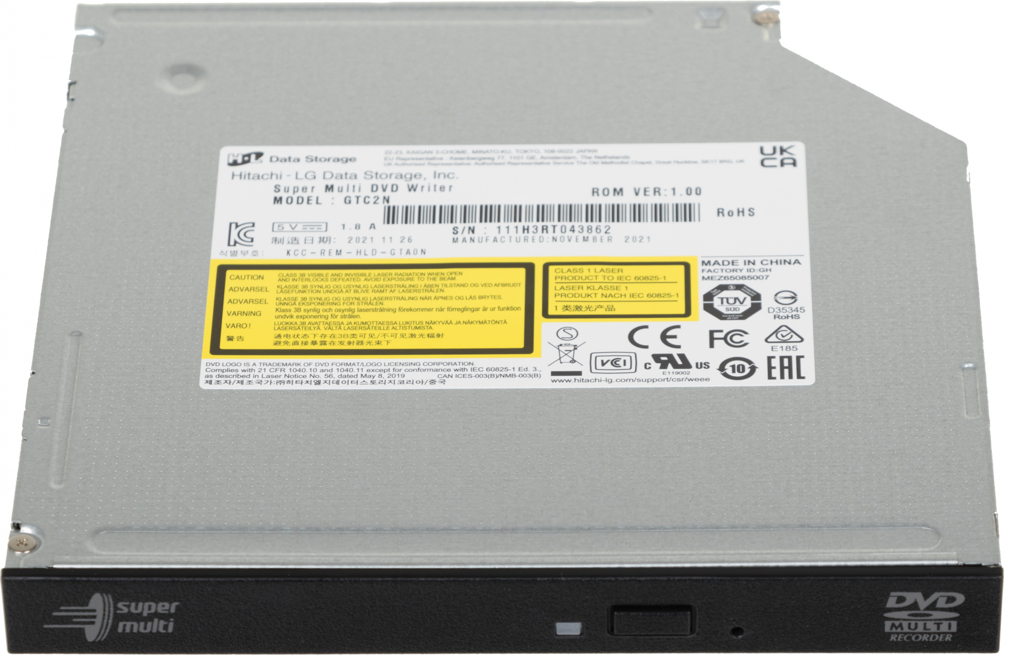 LG DVD-RW GTC2N, внутренний, SATA, slim, черный, OEM