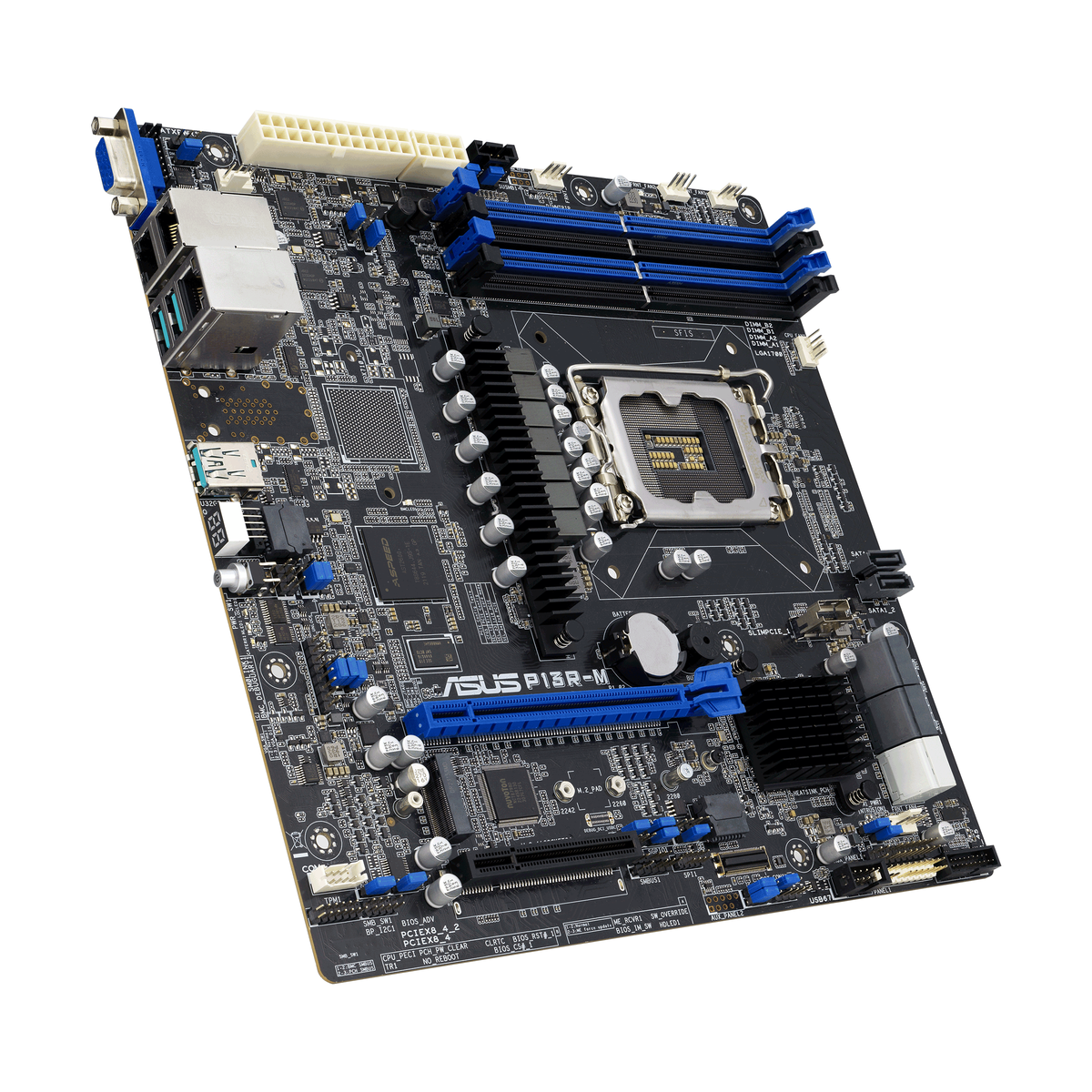 материнская плата ASUS P13R-M, LGA 1700, Intel C262, 4xDDR5 ECC, 8xSATA, 1xM.2, 1xPCI-E 5.0 x16, 2x1Gb LAN, 3xUSB-A 3.2 Gen 2, 1xVGA, mATX