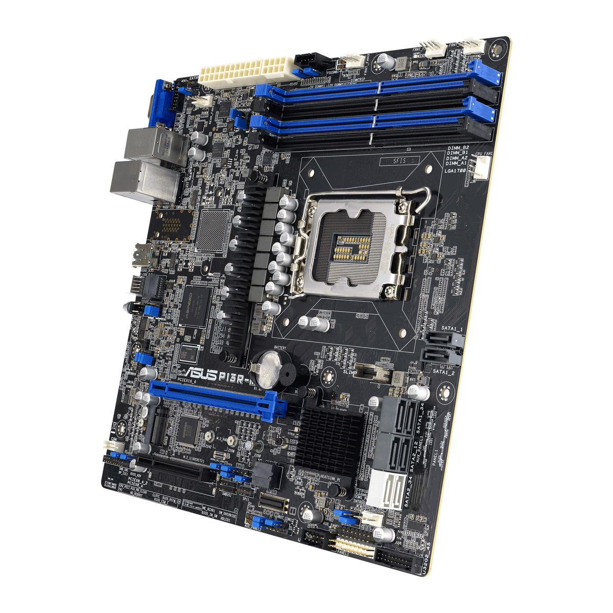 материнская плата ASUS P13R-M, LGA 1700, Intel C262, 4xDDR5 ECC, 8xSATA, 1xM.2, 1xPCI-E 5.0 x16, 2x1Gb LAN, 3xUSB-A 3.2 Gen 2, 1xVGA, mATX