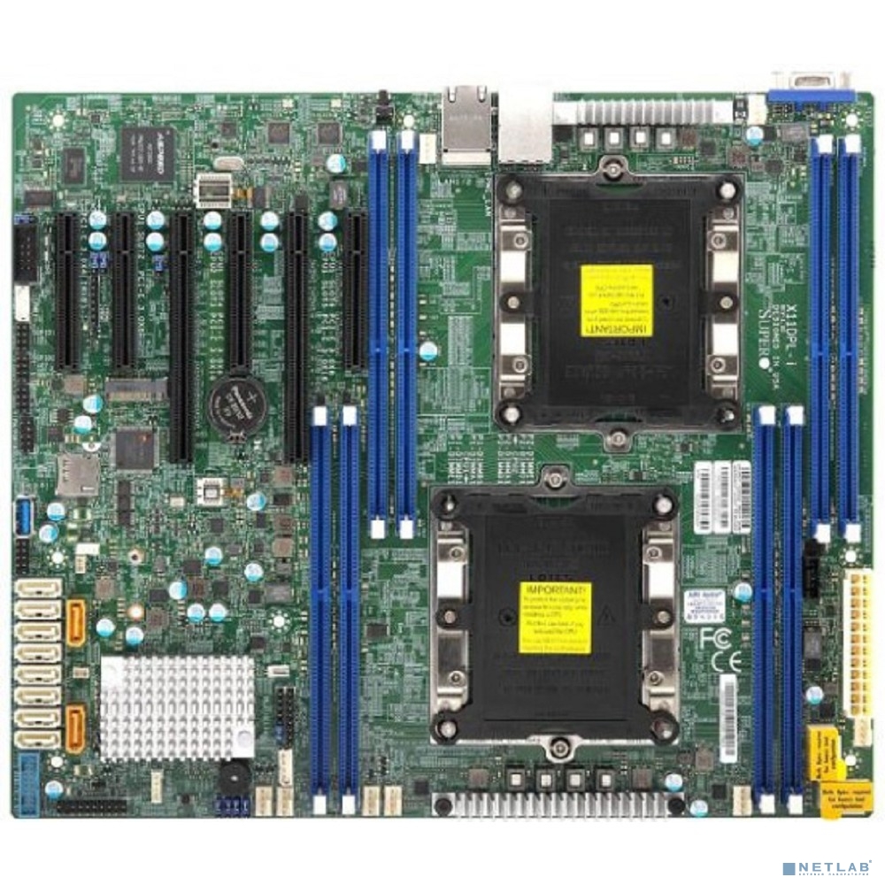 Supermicro MBD-X11DPL-I-B OEM {2 x P (LGA 3647), 8 DIMM slots, Intel C621 controller for 10 SATA3 (6 Gbps) ports; RAID 0,1,5,10; Dual LAN with LewisburgMarvell 88E1512 PHY}