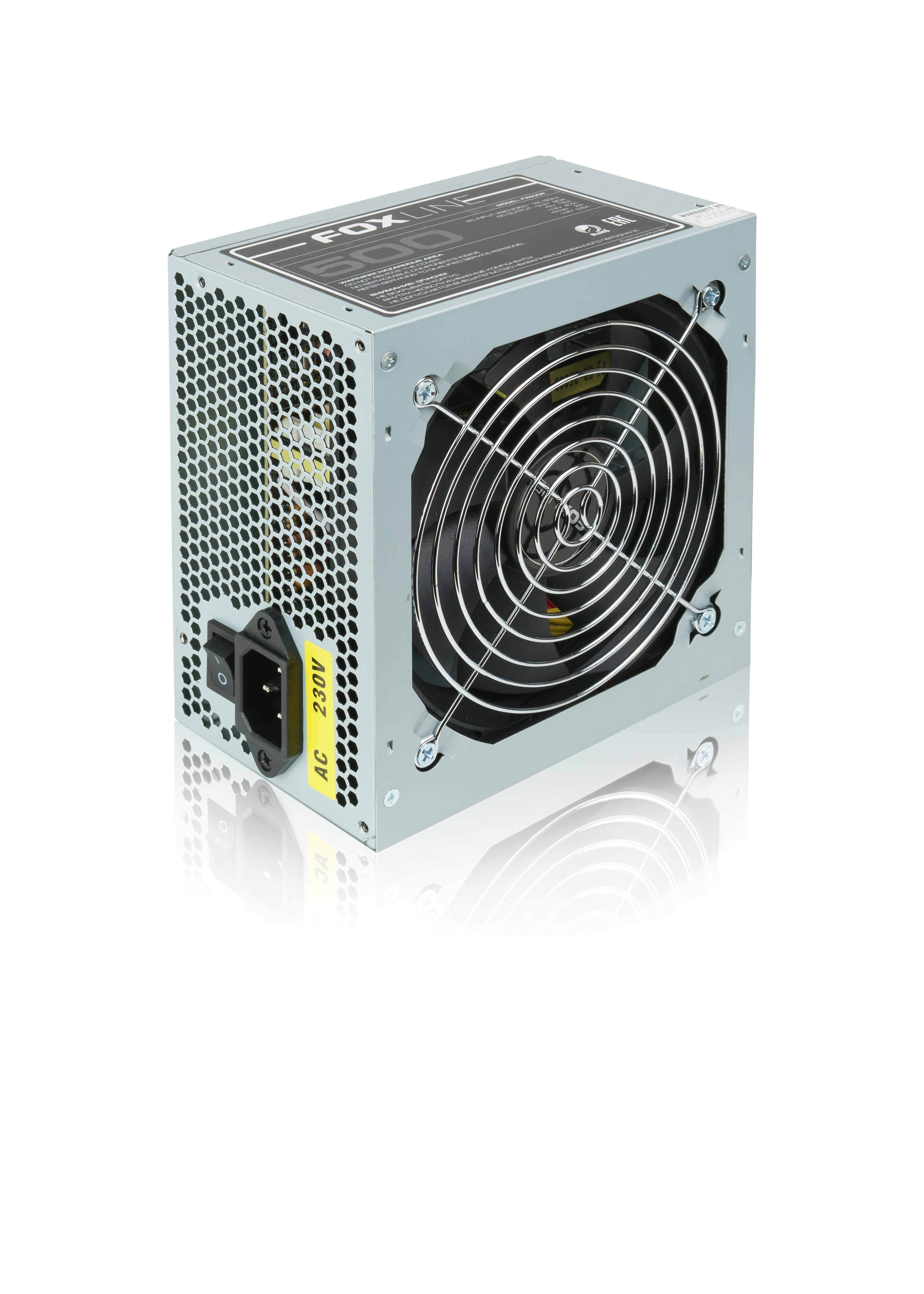 Блок питания Foxline  FZ500R 500W, ATX, NOPFC, 120FAN, 2xSATA, 2xPATA, 1xFDD, 24+4