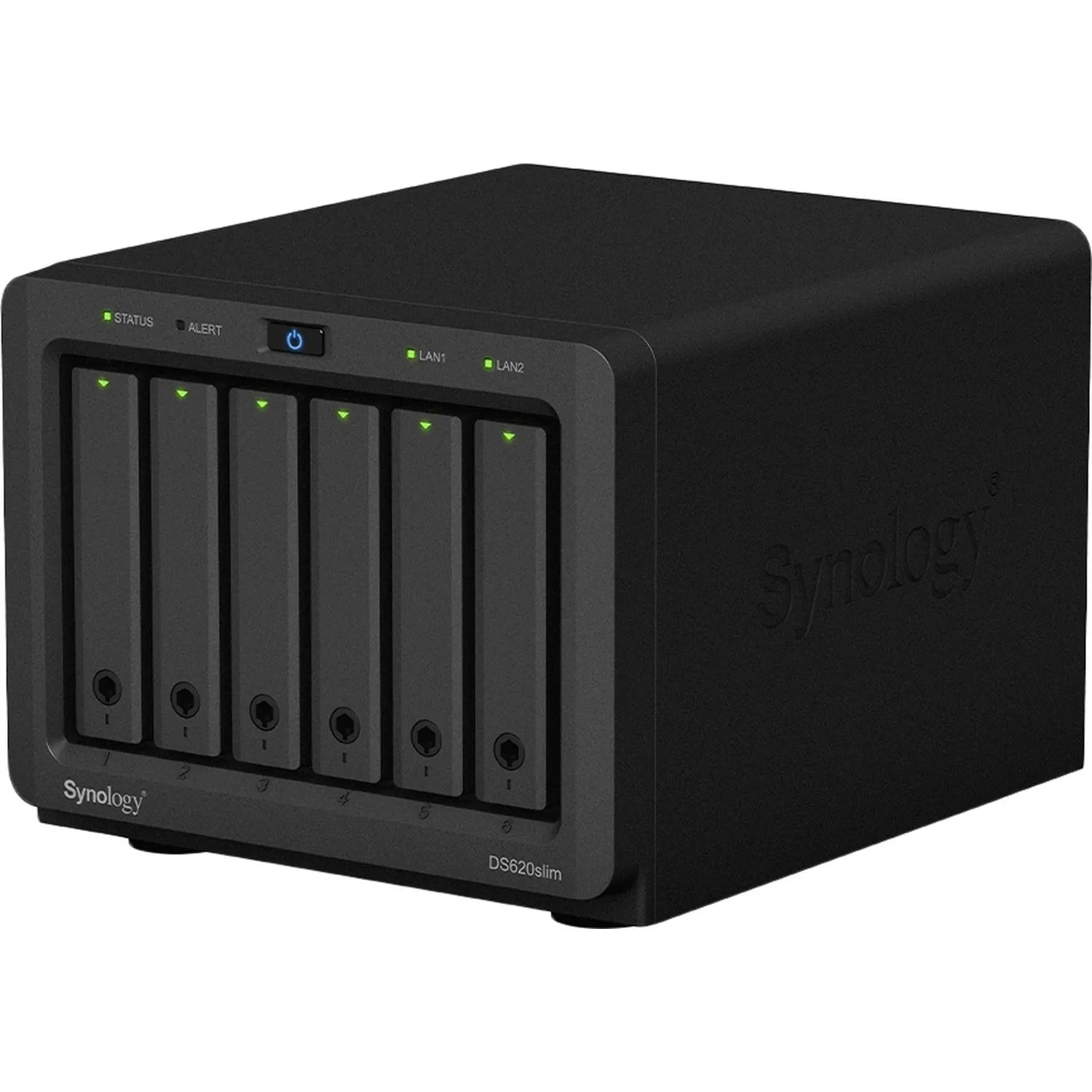 Synology DS620slim Сетевое хранилище DC2,0GhzCPU/2Gb(upto6)/RAID0,1,10,5,6/up to 6HDDs SATA 2,5'/2xUSB 3.0/2xGigEth/iSCSI/2xIPcam(up to 25)/ 1xPS/2YW