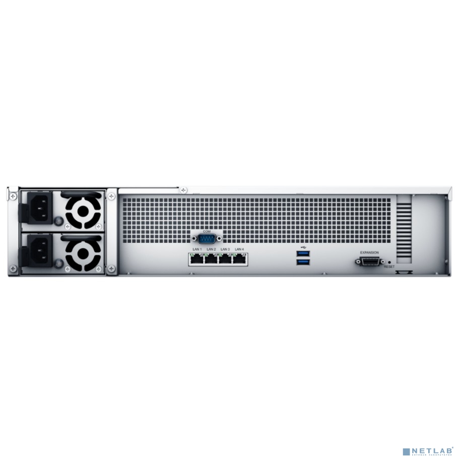 Synology RS2421RP+ Rack 2U QC2,1GhzCPU/4Gb(up to 64)/RAID0,1,10,5,6/up to 12hot plug HDDs SATA(3,5' or 2,5')(up to 24 with RX1217RP)/2xUSB/4GigEth(+1Expslot)/iSCSI/2xIPcam(up to 40)/2xPS