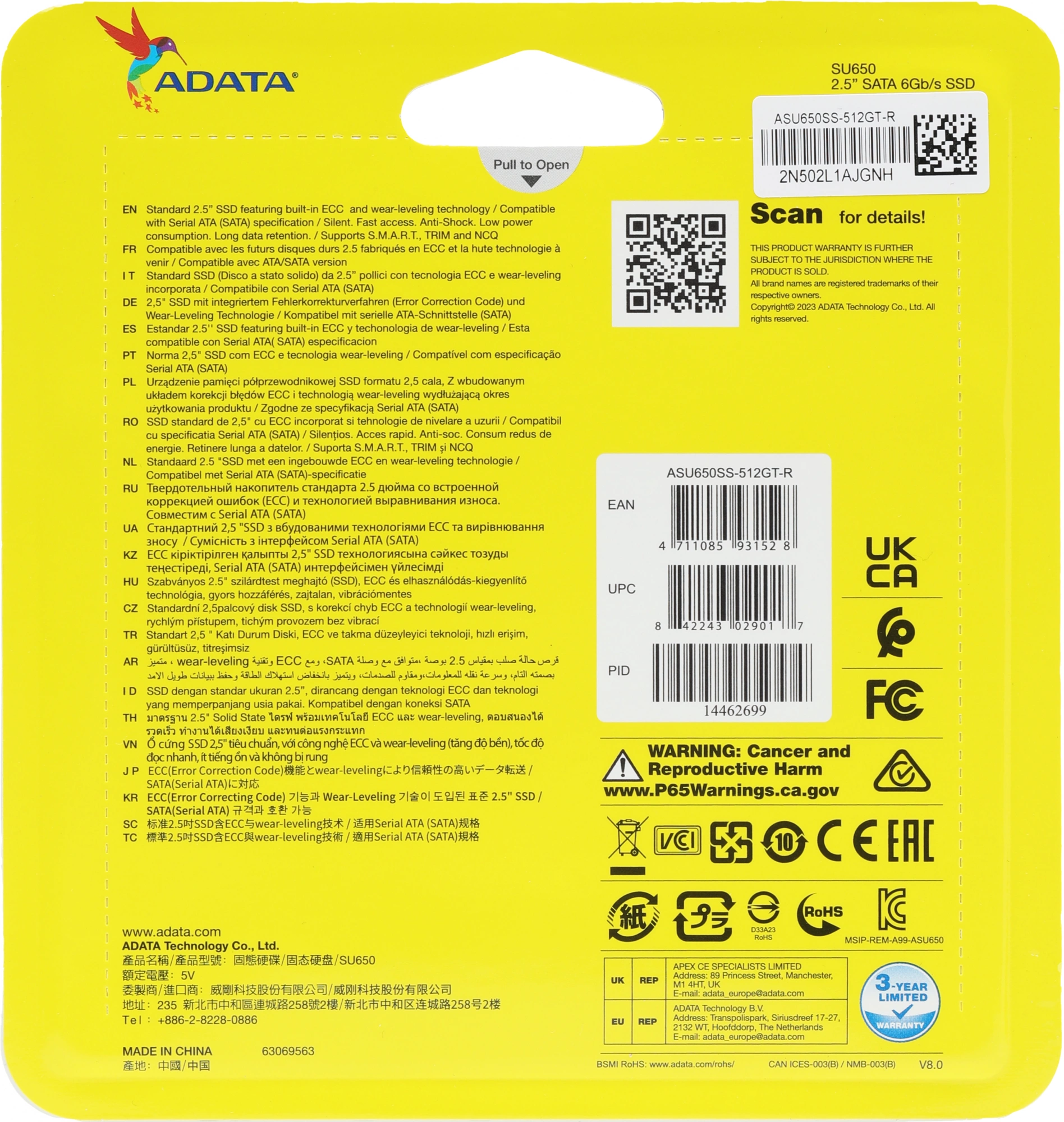 A-DATA SSD 512GB SU650 ASU650SS-512GT-R {SATA3.0} A-DATA SSD 512GB SU650 ASU650SS-512GT-R {SATA3.0}