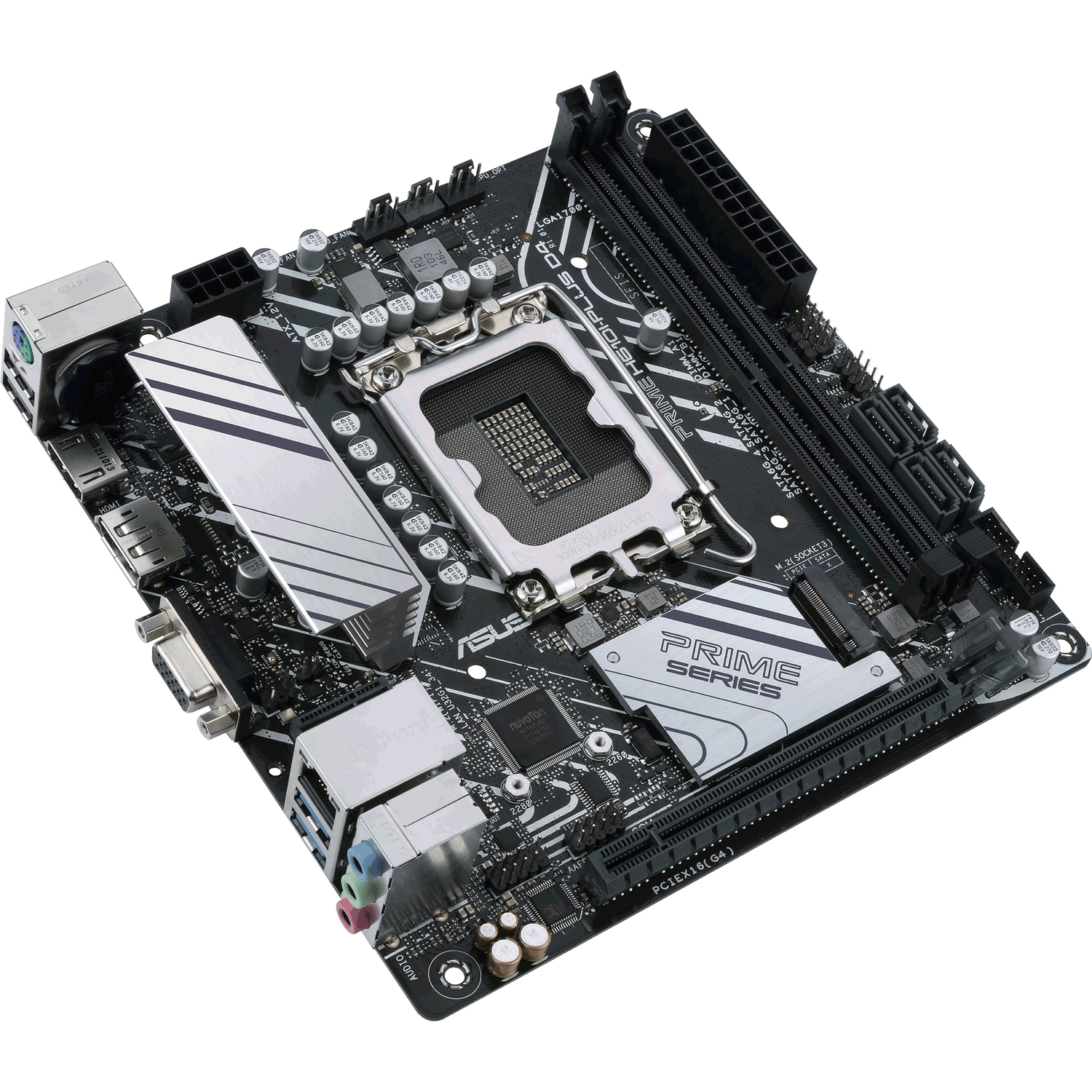 ASUS  PRIME H610I-PLUS D4-CSM (Socket 1700, mini ITX, 2xDDR4(64GB), D-SUB/HDMI 2.1/DP, 1xPCIe 4.0x16, 1xLAN, 4xSATA 6Gb/s, 1xM.2, 1xM.2 E key, 2xUSB 3.2, 2xUSB 2.0, 1xPS/2)