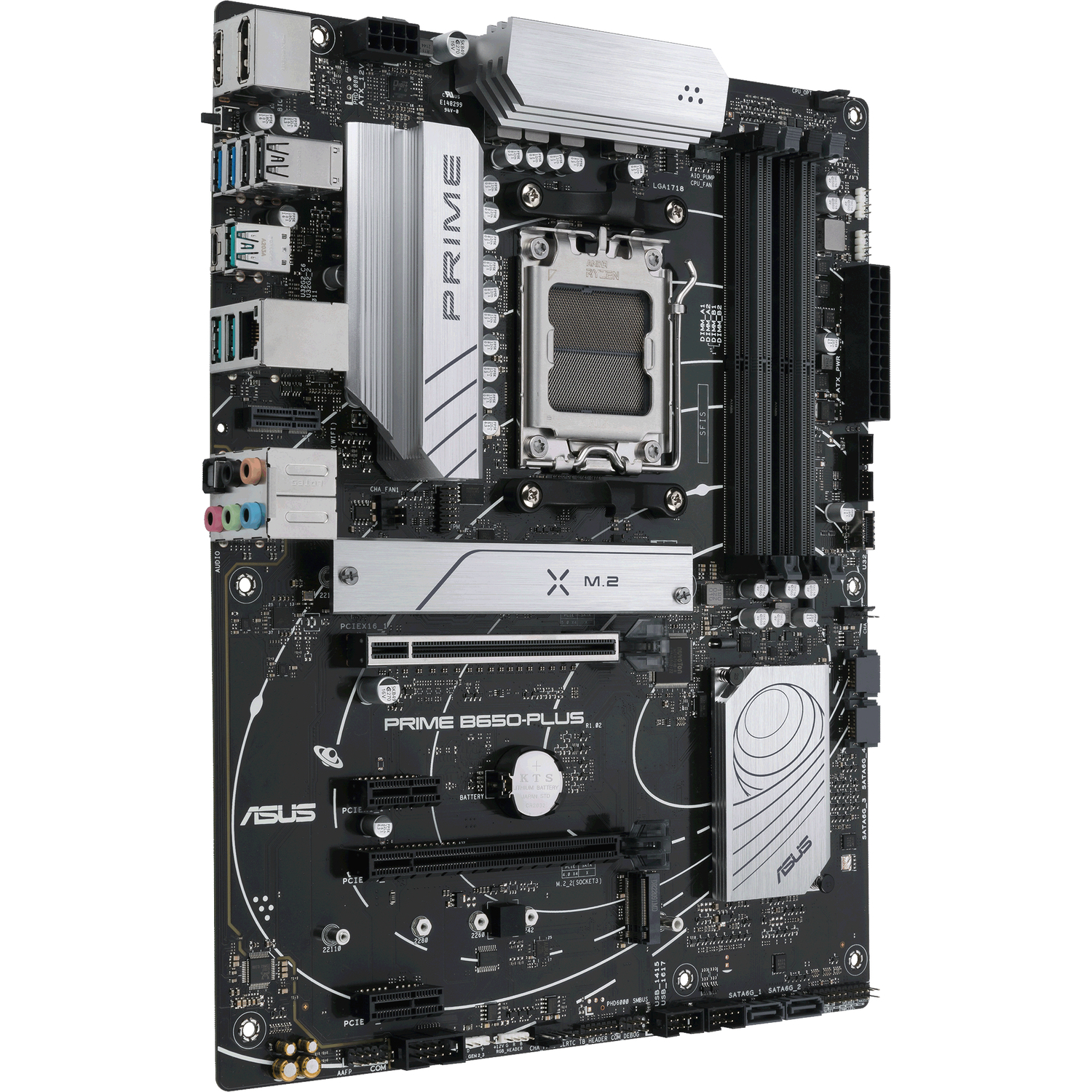 ASUS PRIME B650-PLUS (Socket AM5, ATX, 4xDDR5(128GB), HDMI 2.1/DP, 2xPCIe 4.0x16/2xPCIe 4.0, 1xLAN (2.5GbE), 4xSATA 6Gb/s, 2xM.2, 1xM.2 E key, 1xType-C, 5xUSB 3.2, 2xUSB 2.0)