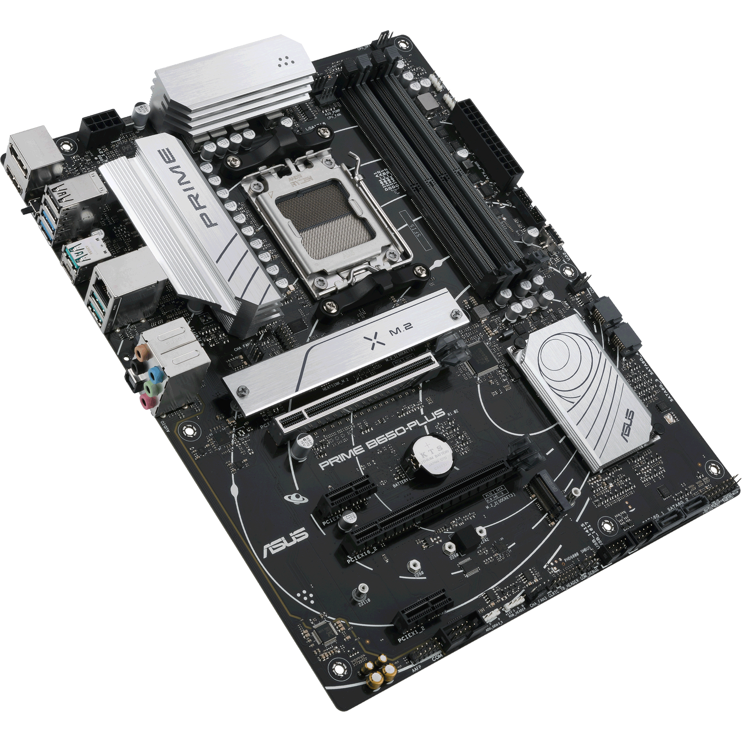 ASUS PRIME B650-PLUS (Socket AM5, ATX, 4xDDR5(128GB), HDMI 2.1/DP, 2xPCIe 4.0x16/2xPCIe 4.0, 1xLAN (2.5GbE), 4xSATA 6Gb/s, 2xM.2, 1xM.2 E key, 1xType-C, 5xUSB 3.2, 2xUSB 2.0)
