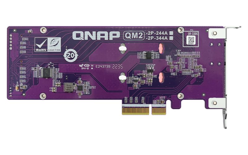 Плата расширения/ QNAP QM2-2P-344A 2 x M.2 22110 or 2280 PCIe (Gen3 x4) NVMe SSD slots, Low-profile flat and Full-height brackets included.