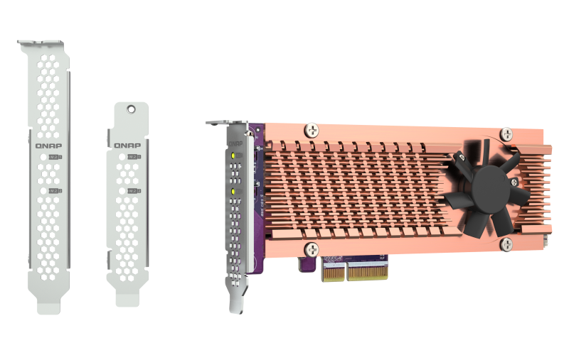 Плата расширения/ QNAP QM2-2P-344A 2 x M.2 22110 or 2280 PCIe (Gen3 x4) NVMe SSD slots, Low-profile flat and Full-height brackets included.