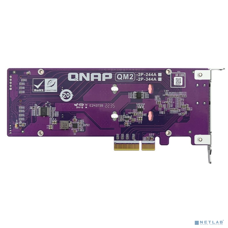 Плата расширения/ QNAP QM2-2P-344A 2 x M.2 22110 or 2280 PCIe (Gen3 x4) NVMe SSD slots, Low-profile flat and Full-height brackets included.