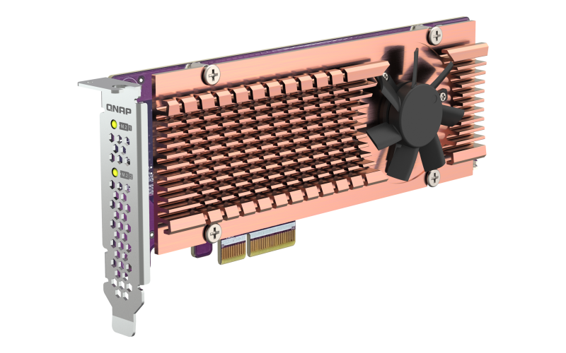 Плата расширения/ QNAP QM2-2P-344A 2 x M.2 22110 or 2280 PCIe (Gen3 x4) NVMe SSD slots, Low-profile flat and Full-height brackets included.