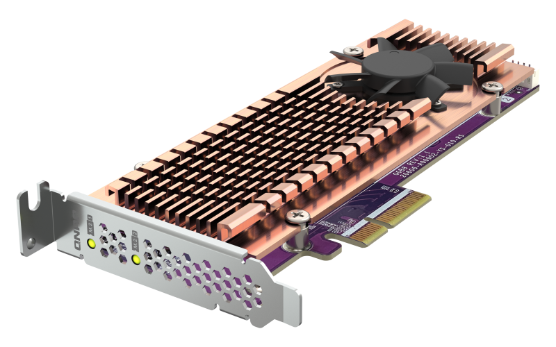 Плата расширения/ QNAP QM2-2P-344A 2 x M.2 22110 or 2280 PCIe (Gen3 x4) NVMe SSD slots, Low-profile flat and Full-height brackets included.