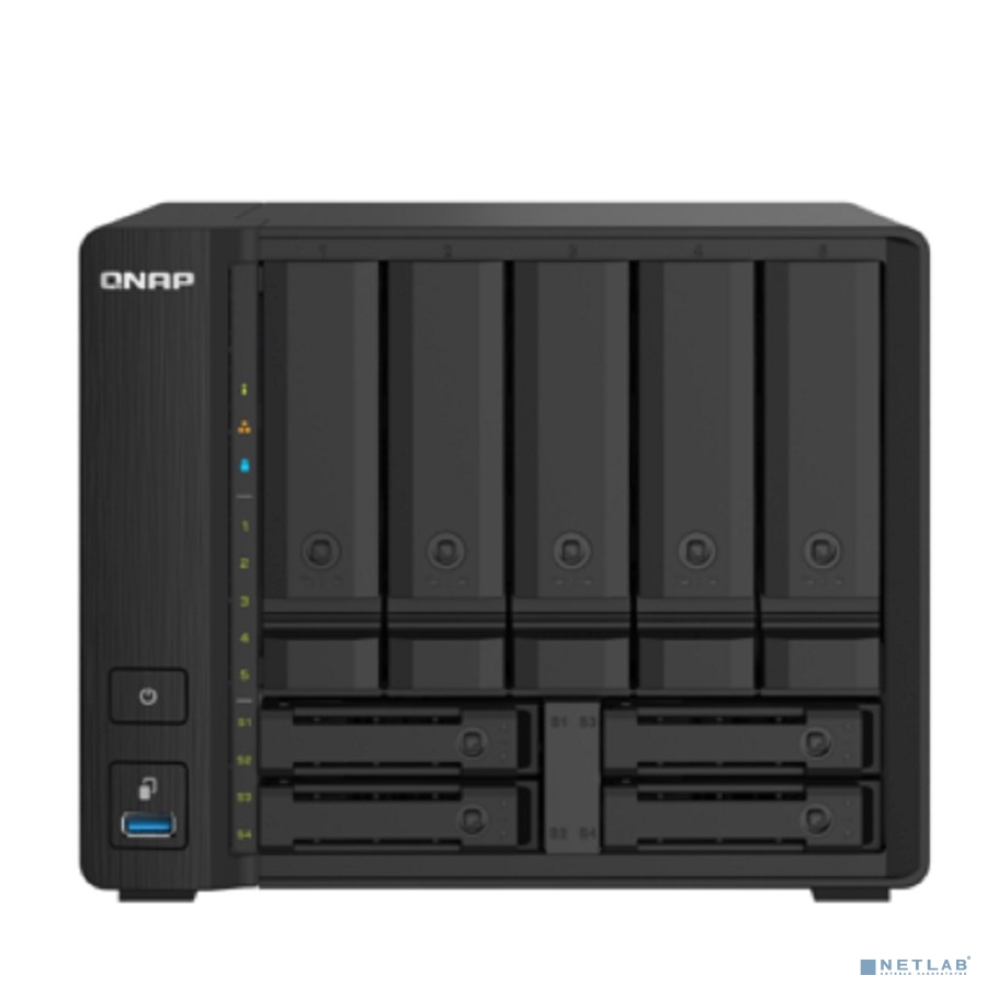 Сетевое хранилище без дисков/ SMB QNAP TS-932PX-4G 9-Bay NAS, 5 x 3.5" and 4 x 2.5" drive slots, Alpine AL324 ARM quad-core 1.7GHz, 4 GB DDR4 (1x 4 GB) up to 16 GB (1 x 16 GB), 2 x 10GbE  SFP+, 2 x 2.