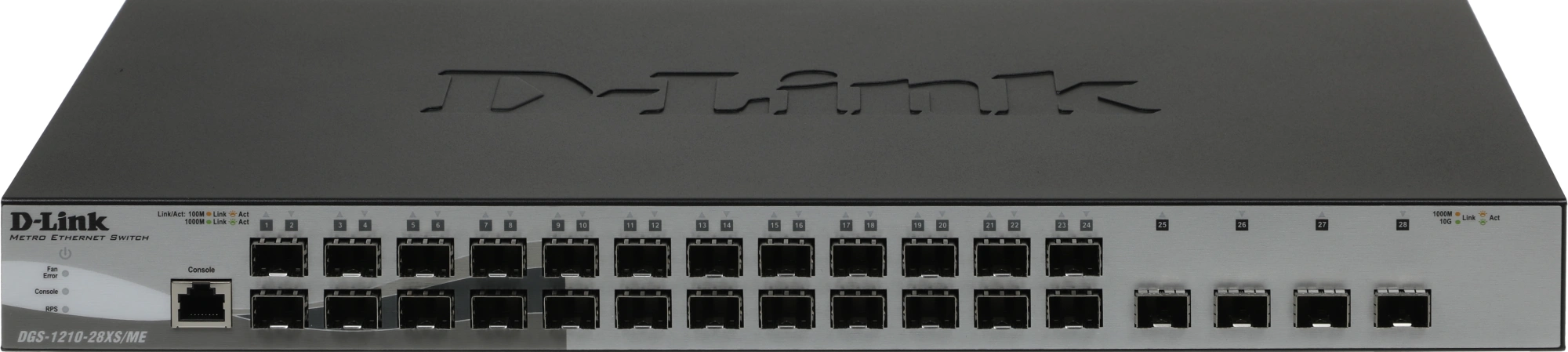 D-Link DGS-1210-28XS/ME/B2A Управляемый L2 коммутатор с 24 портами 100/1000Base-X SFP и 4 портами 10GBase-X SFP+
