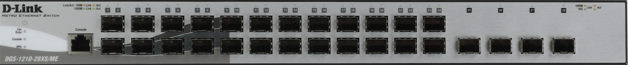 D-Link DGS-1210-28XS/ME/B2A Управляемый L2 коммутатор с 24 портами 100/1000Base-X SFP и 4 портами 10GBase-X SFP+
