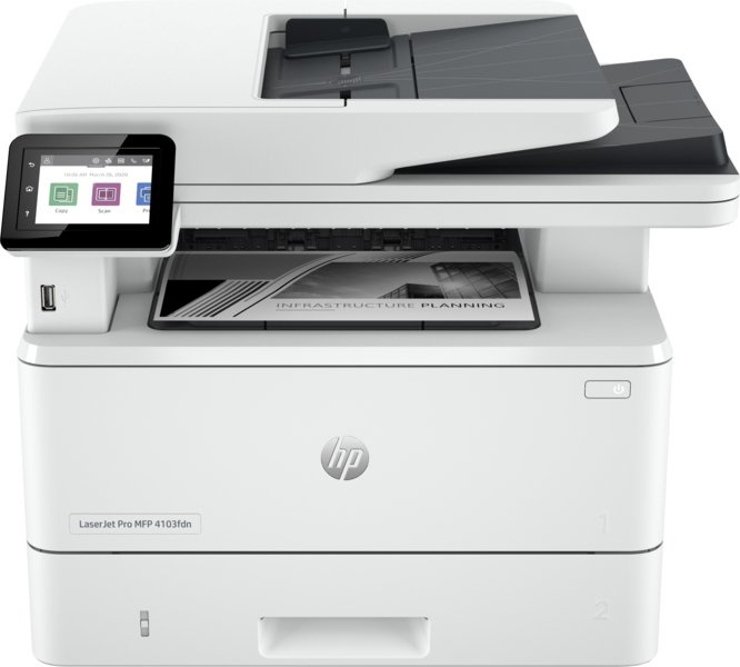 HP LaserJet Pro MFP M4103fdn (2Z628A) {A4, 1200dpi, 38ppm, 512Mb, 1200 MHz tray 100+250 pages USB+Ethernet Prin, старт. картр. 3050стр.}