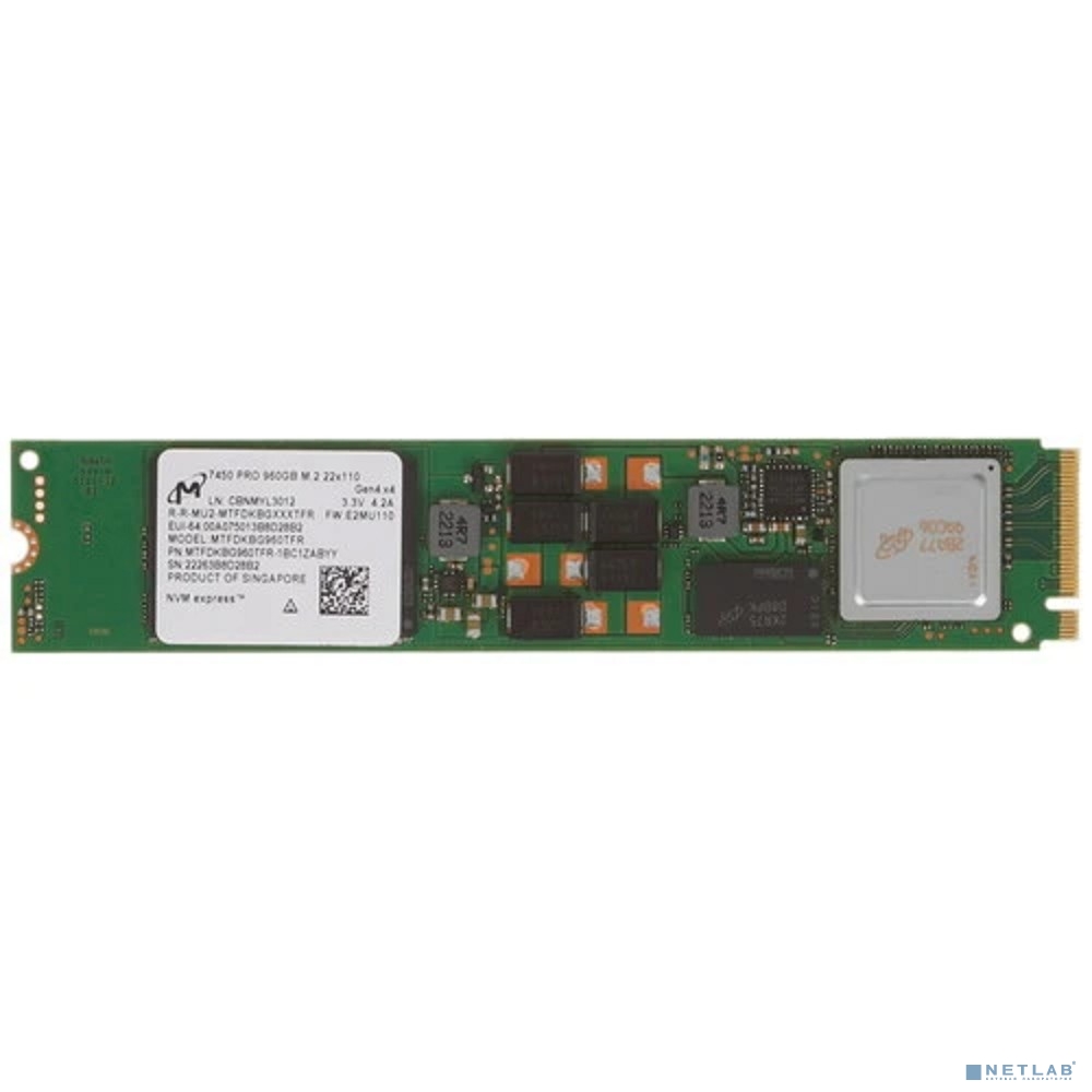 Micron SSD 7450 PRO, 960GB, M.2(22x110mm), NVMe, PCIe 4.0 x4, 3D TLC, MTFDKBG960TFR-1BC1ZABYY