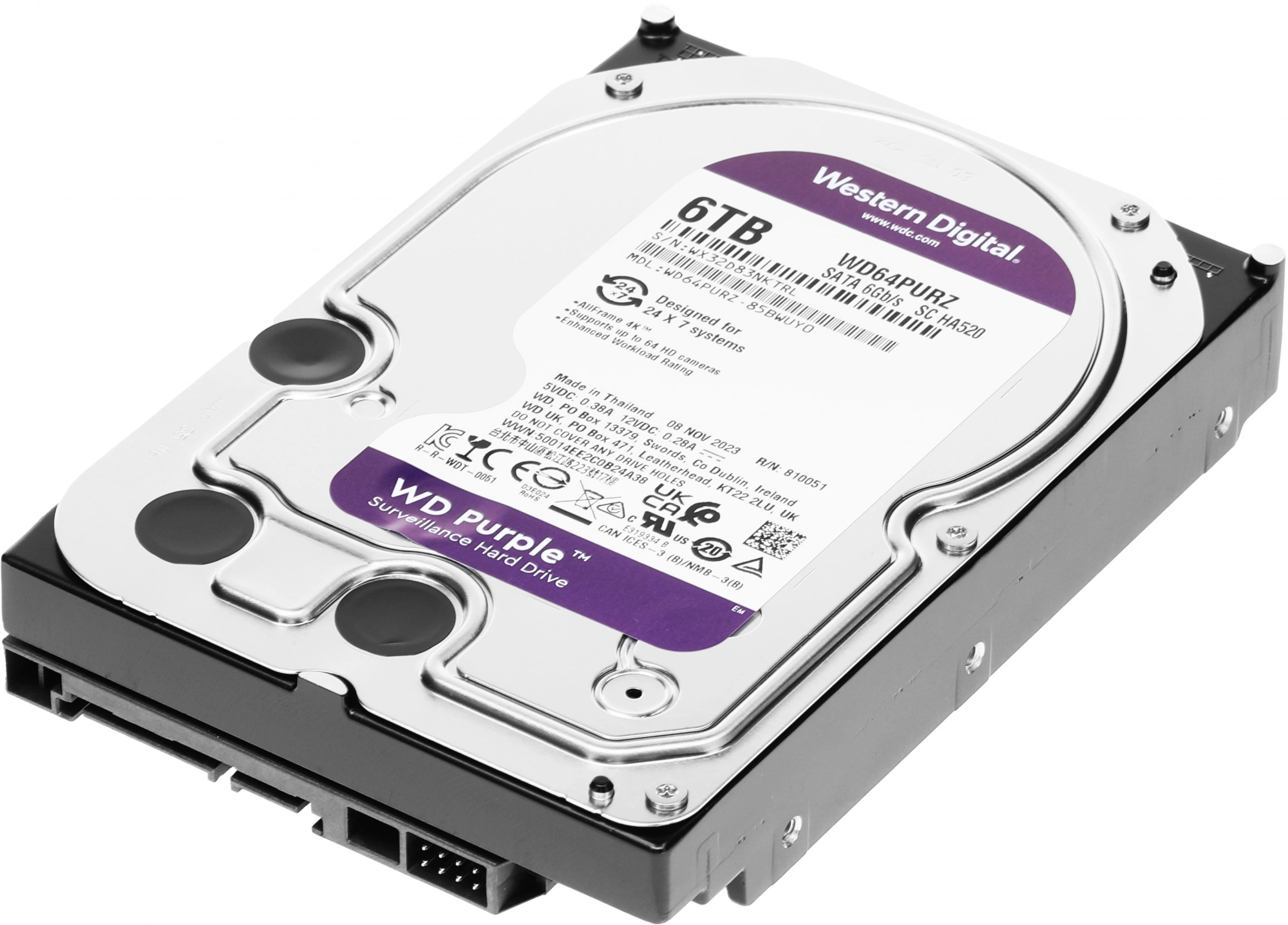 6TB WD Purple (WD64PURZ)  {Serial ATA III, 5400- rpm, 256Mb, 3.5"}