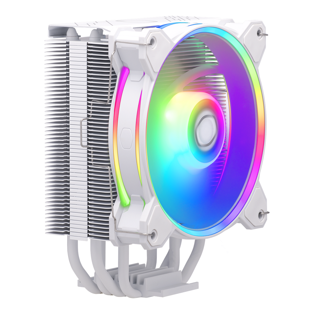 Кулер для процессора/ Cooler Master Hyper 212 Halo White (150W, 4-pin, 154mm, tower, Al/Cu, fans: 1x120mm/51.88CFM/27dBA/2050rpm, White, 1700/1200/115x/AM4/AM5)