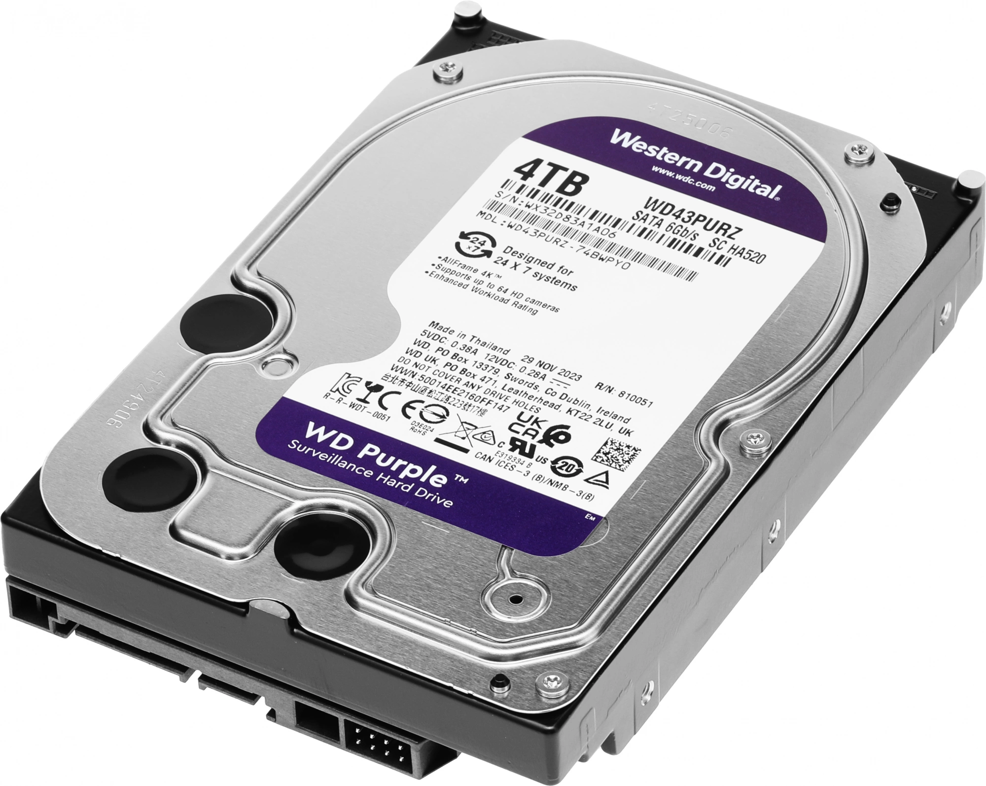 4TB WD Purple (WD43PURZ) {Serial ATA III, 5400- rpm, 256Mb, 3.5&quot;}