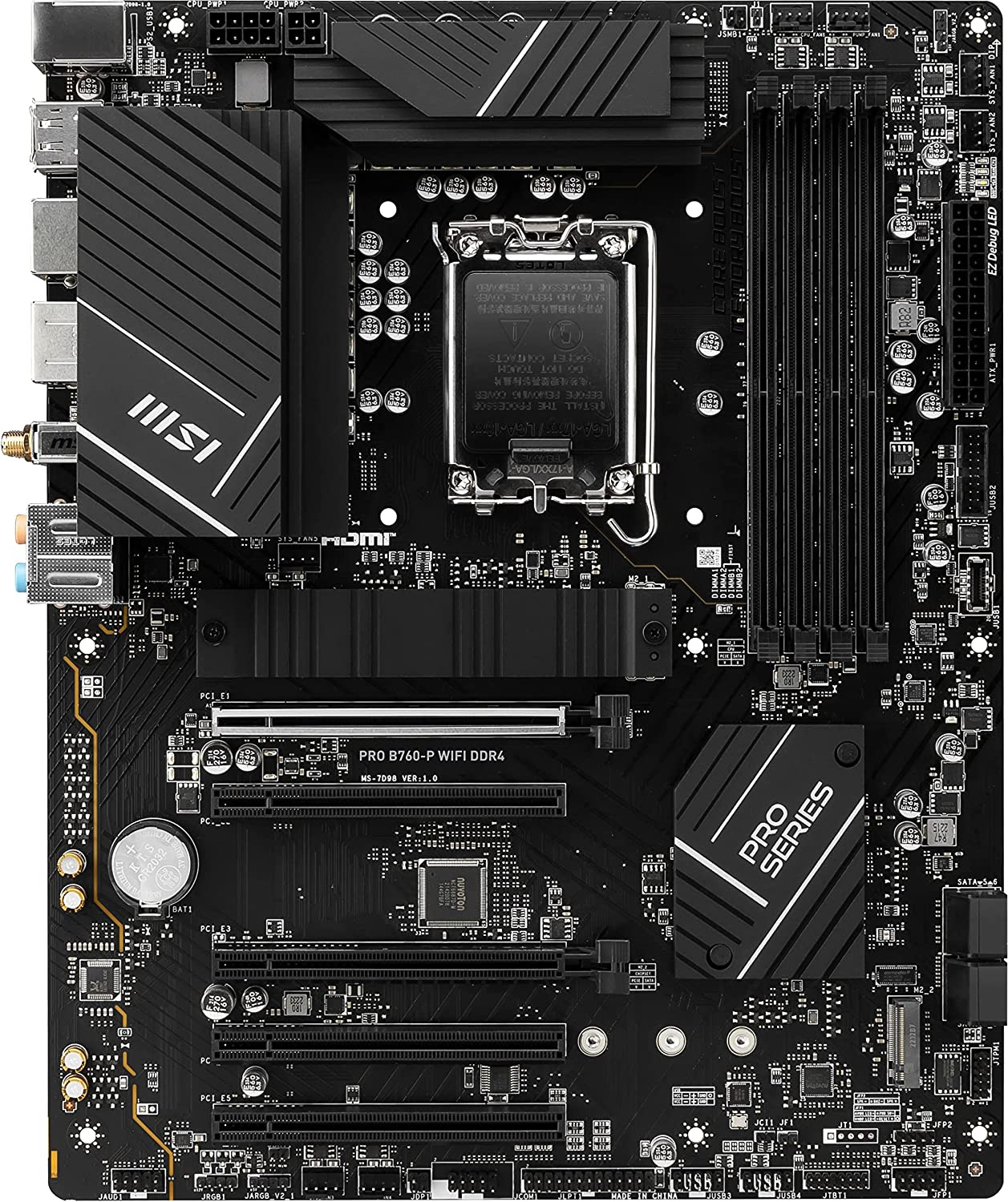 MSI PRO B760-P WIFI DDR4 {B760, LGA1700, 4DDR4, 5PCI-Ex16, 3M.2, 4SATA3.0, 3USB3.2 Gen2, 3USB3.2 , Gen1}