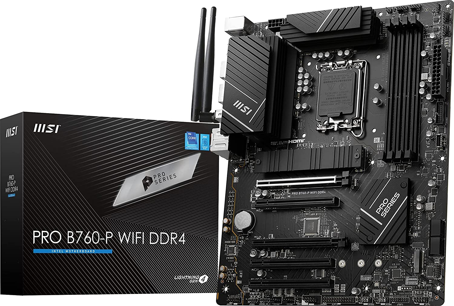 MSI PRO B760-P WIFI DDR4 {B760, LGA1700, 4DDR4, 5PCI-Ex16, 3M.2, 4SATA3.0, 3USB3.2 Gen2, 3USB3.2 , Gen1}