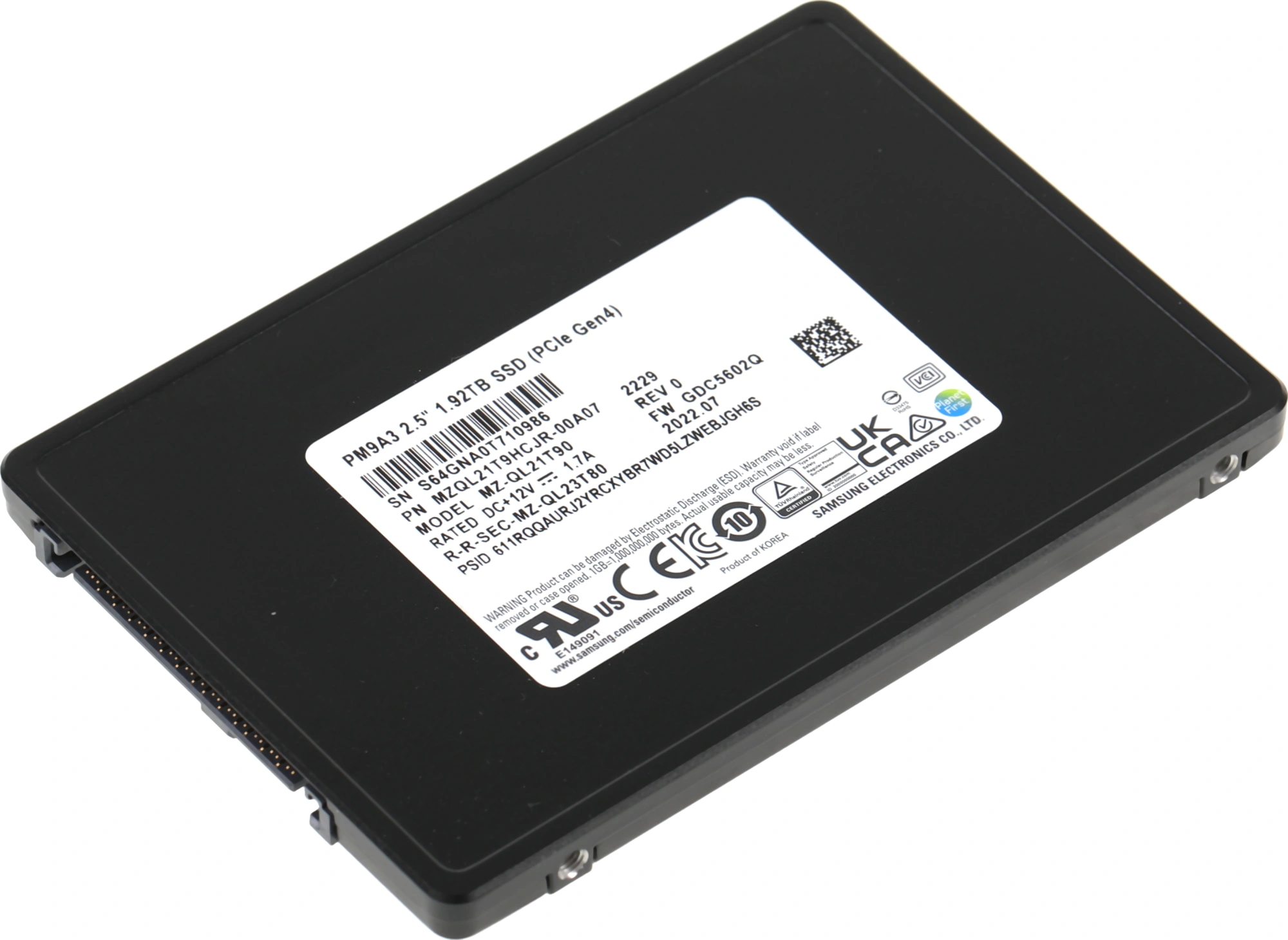 Samsung SSD 1920Gb PM9A3 MZQL21T9HCJR-00A07 NVMe