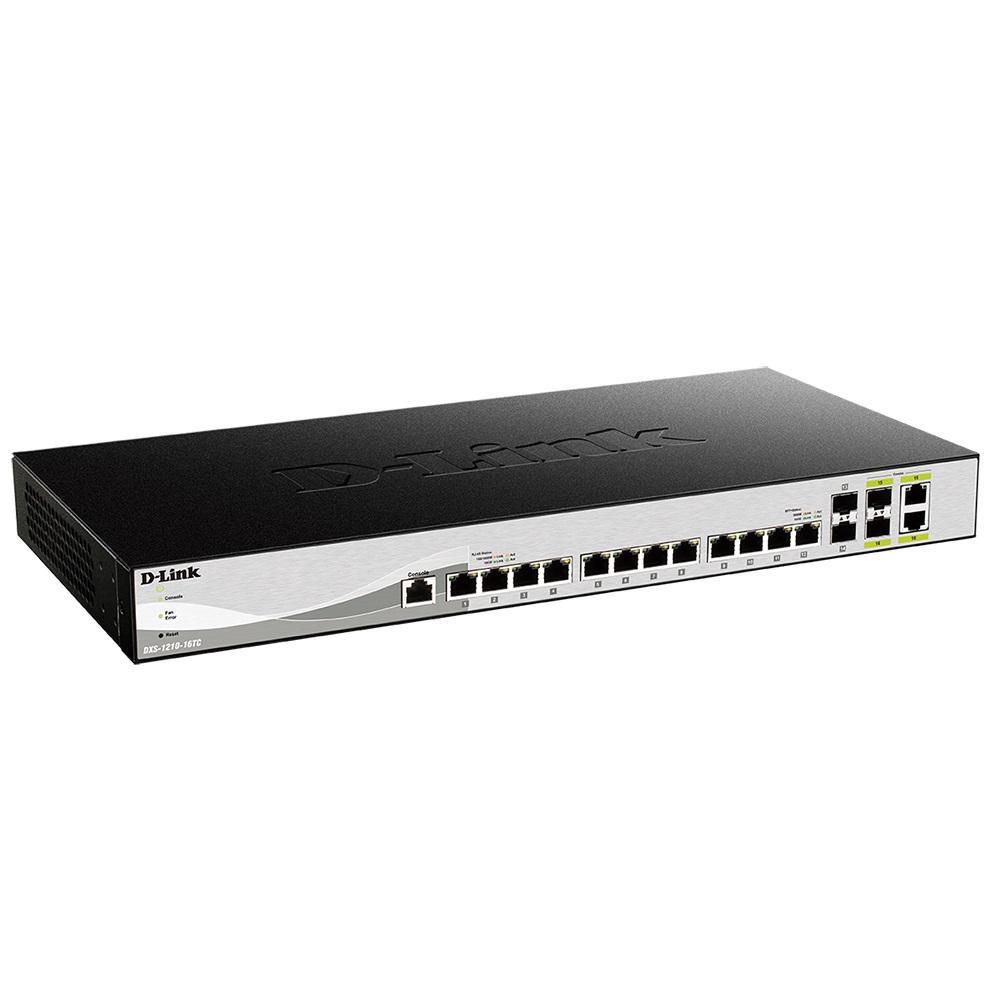 D-Link DXS-1210-16TC/A2A PROJ Настраиваемый L2+ коммутатор с 12 портами 10GBase-T, 2 портами 10GBase-X SFP+ и 2 комбо?портами 10GBase-T/SFP+