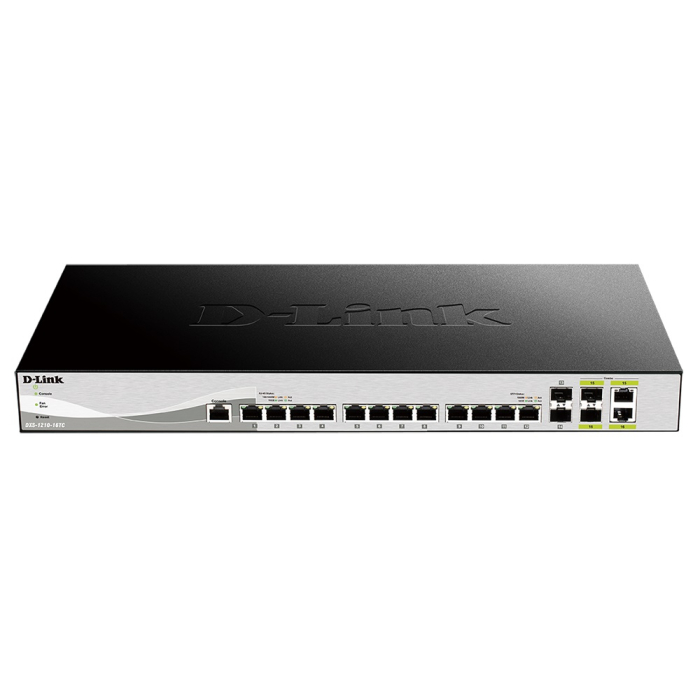 D-Link DXS-1210-16TC/A2A PROJ Настраиваемый L2+ коммутатор с 12 портами 10GBase-T, 2 портами 10GBase-X SFP+ и 2 комбо?портами 10GBase-T/SFP+